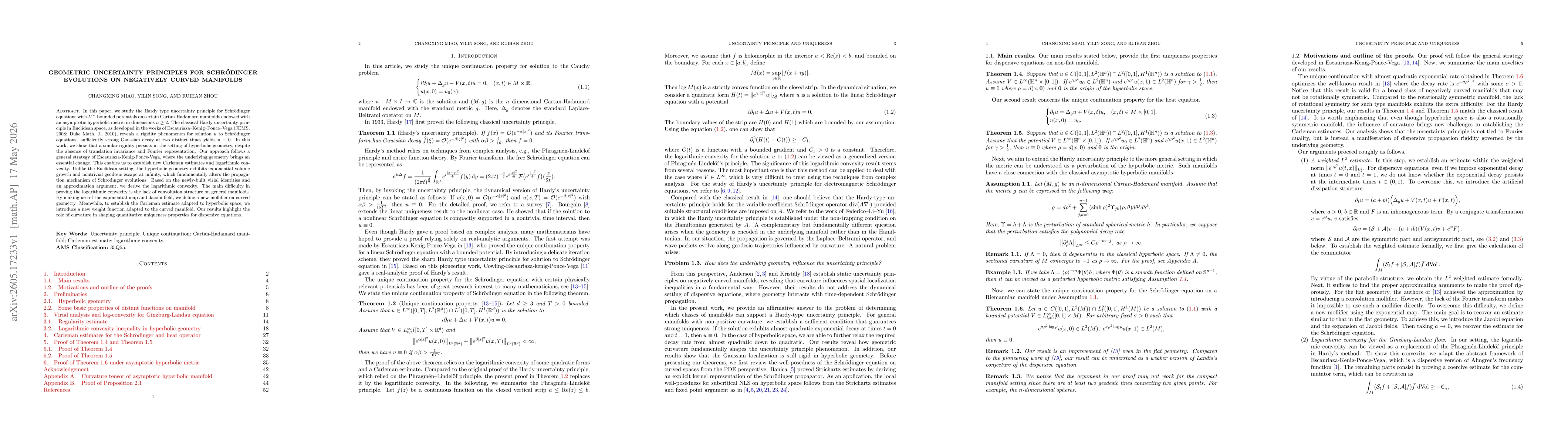 Thumbnail for Geometric uncertainty principles for Schrödinger evolutions on negatively curved manifolds