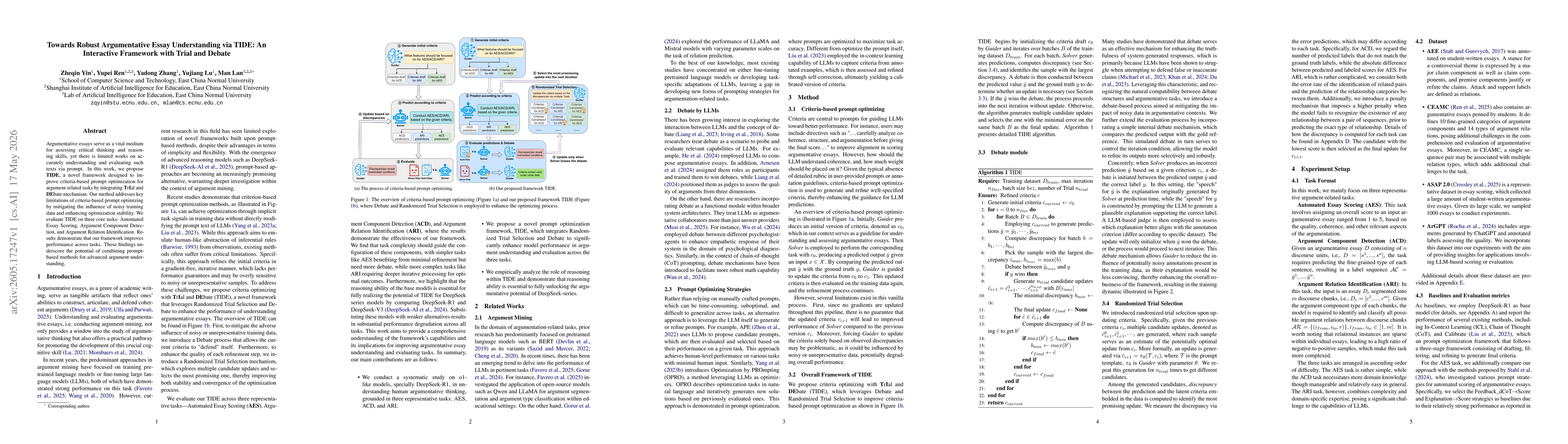 Thumbnail for Towards Robust Argumentative Essay Understanding via TIDE: An Interactive Framework with Trial and Debate