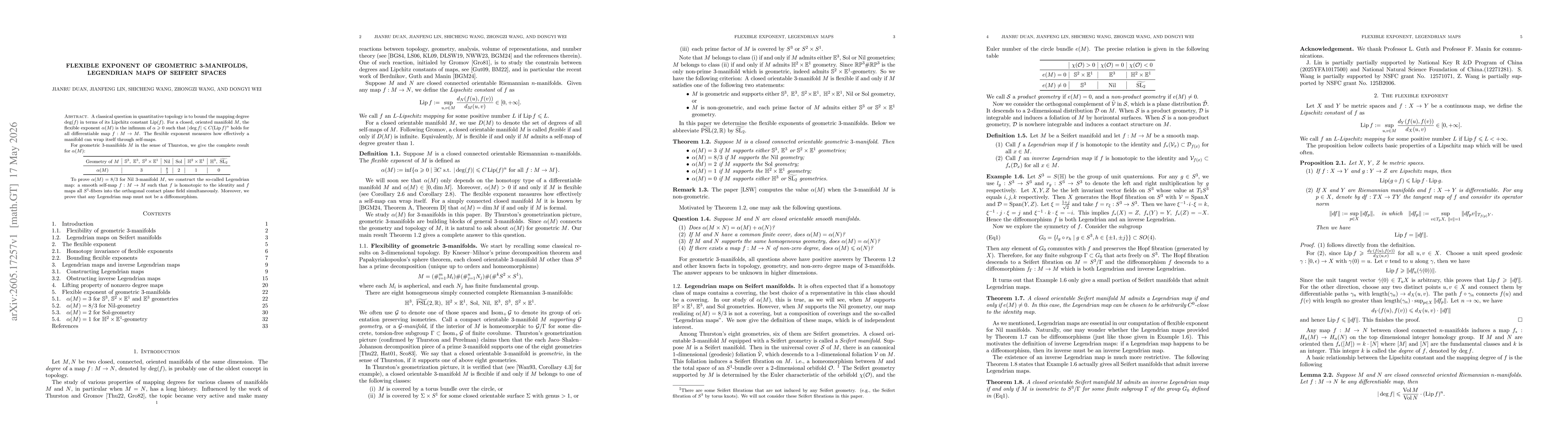 Thumbnail for Flexible exponent of geometric 3-manifolds and Legendrian maps of Seifert spaces