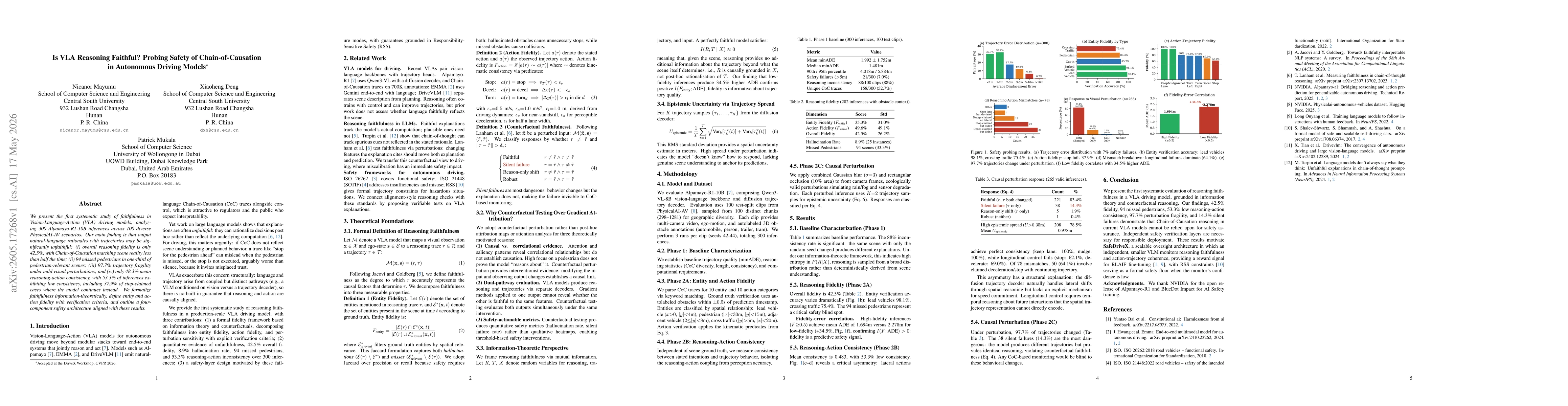 Thumbnail for Is VLA Reasoning Faithful? Probing Safety of Chain-of-Causation