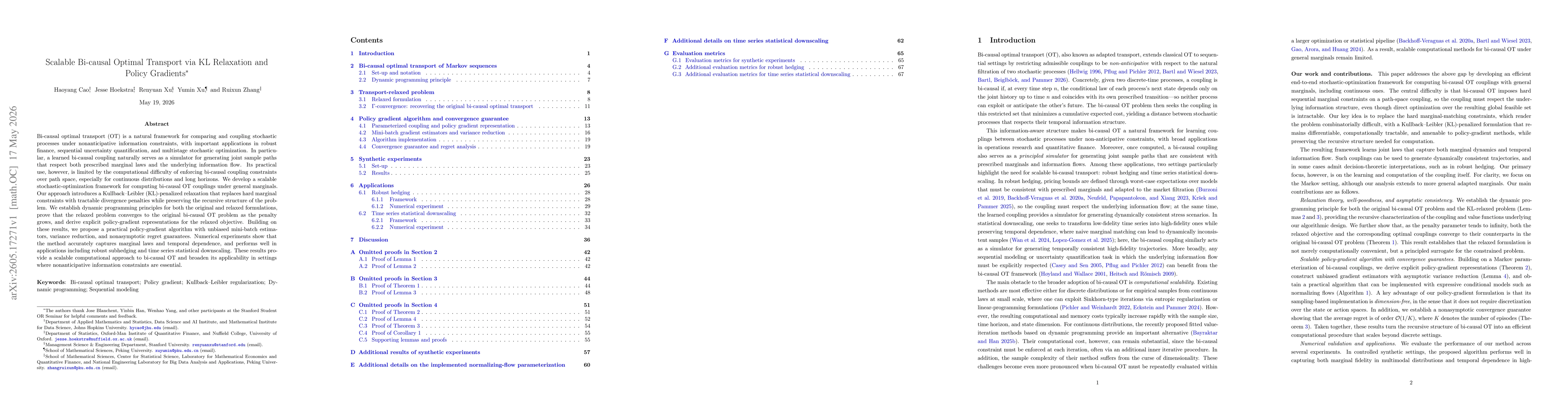 Thumbnail for Scalable Bi-causal Optimal Transport via KL Relaxation and Policy Gradients