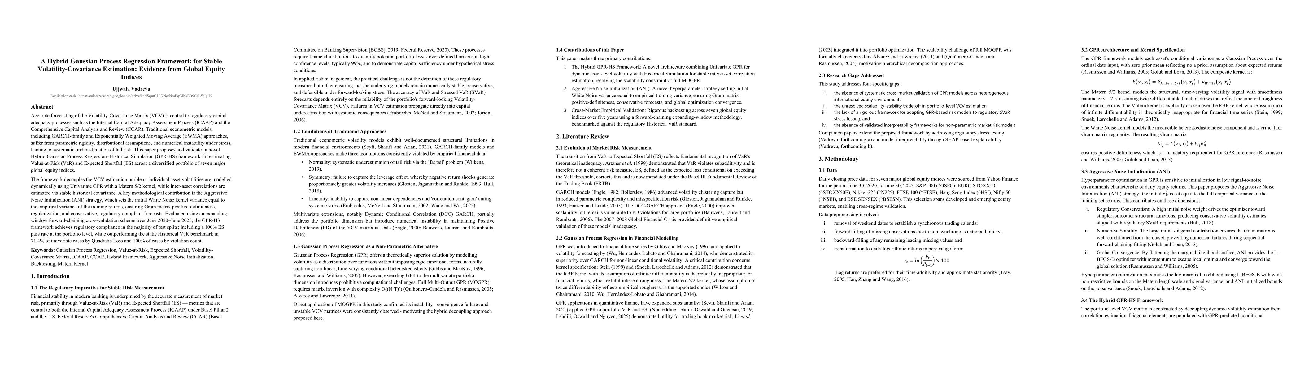 Thumbnail for A Hybrid Gaussian Process Regression Framework for Stable Volatility-Covariance Estimation: Evidence from Global Equity Indices