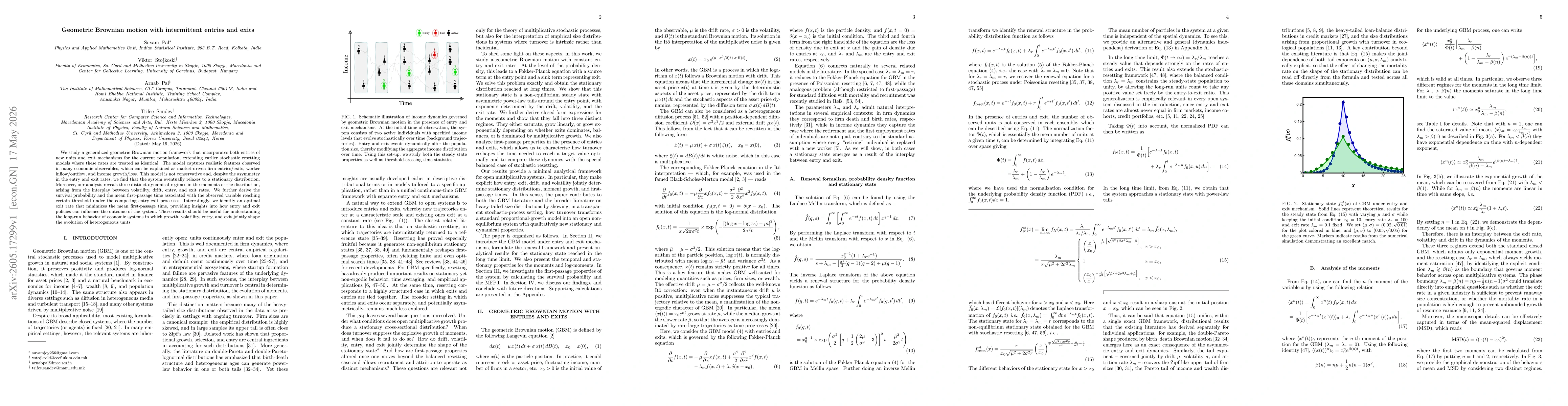 Thumbnail for Geometric Brownian motion with intermittent entries and exits