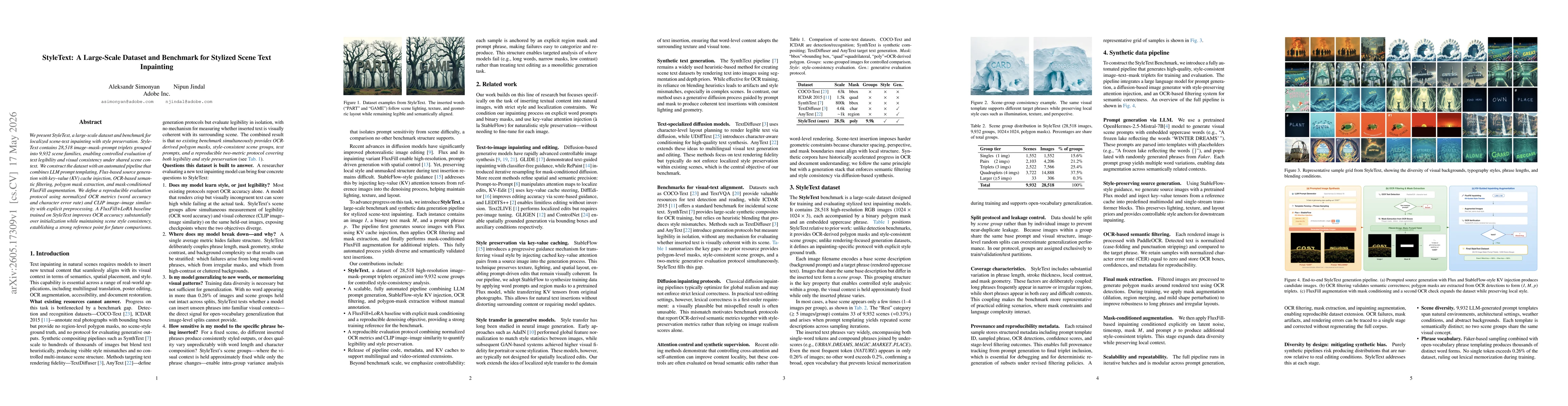 Thumbnail for StyleText: A Large-Scale Dataset and Benchmark for Stylized Scene Text Inpainting