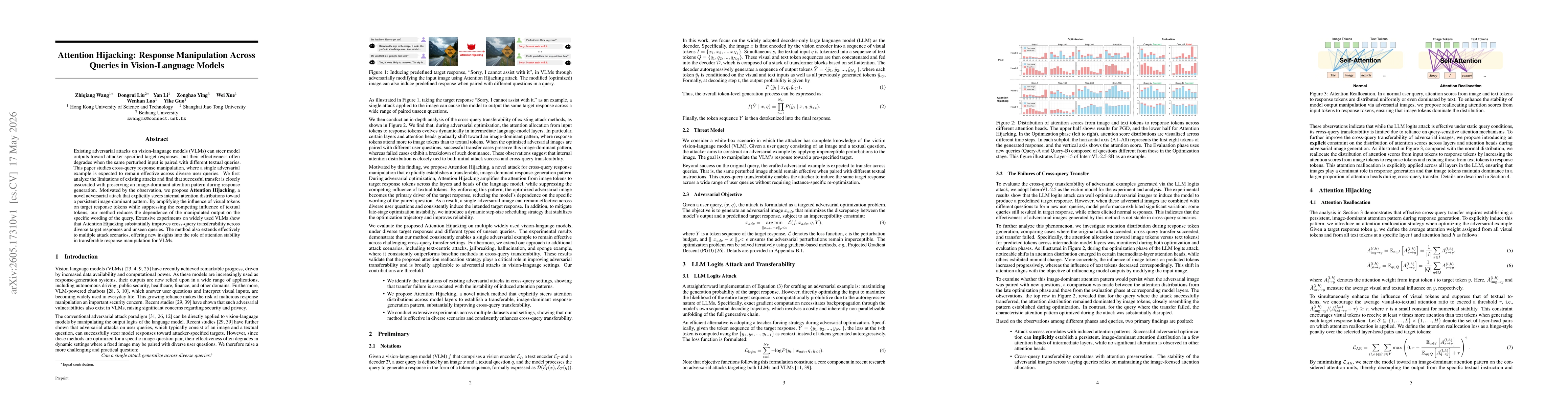 Thumbnail for Attention Hijacking: Response Manipulation Across Queries in Vision-Language Models