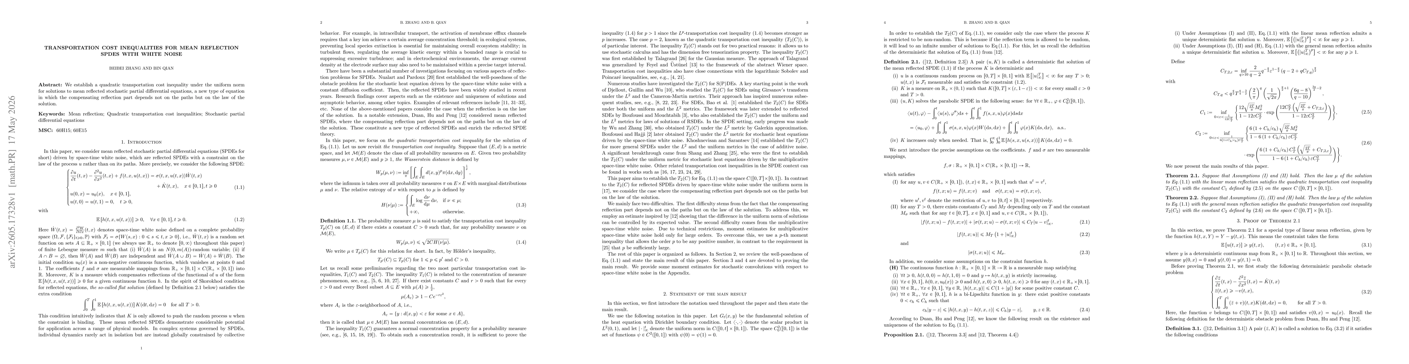 Thumbnail for Transportation cost inequalities for mean reflection SPDEs with white noise