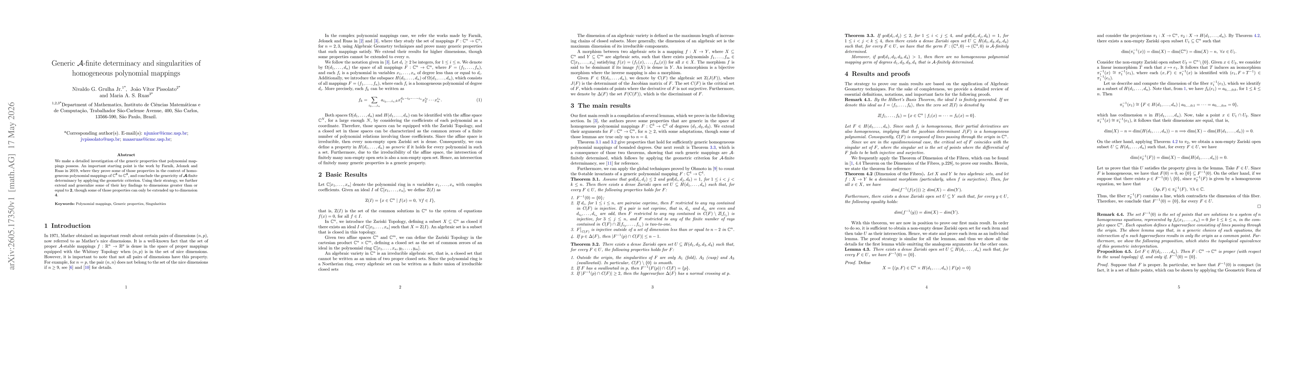 Thumbnail for Generic $\mathcal{A}$-finite determinacy and singularities of homogeneous polynomial mappings