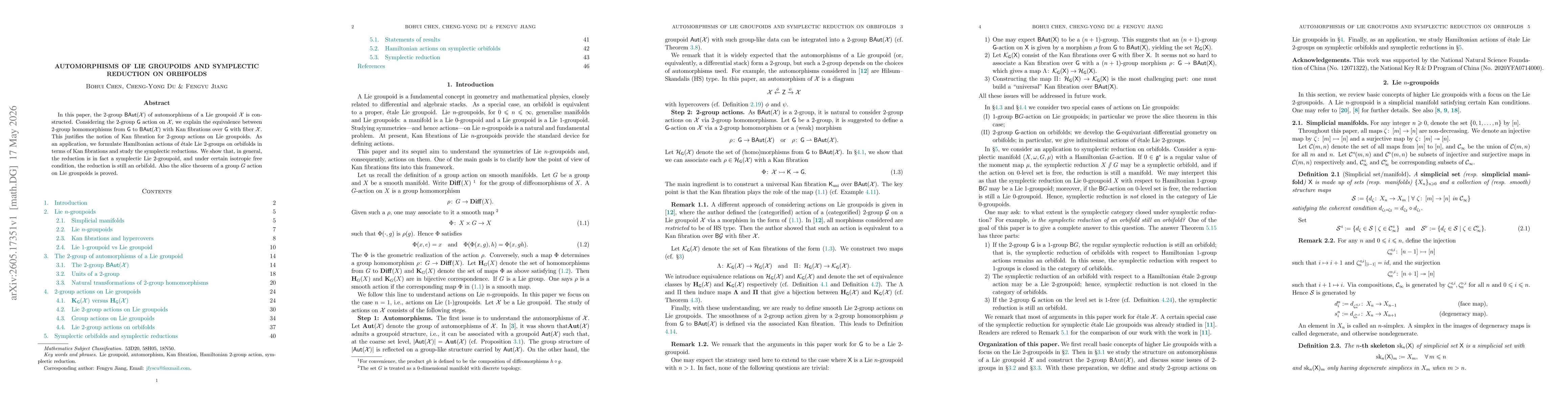 Thumbnail for Automorphisms of Lie groupoids and symplectic reduction on orbifolds