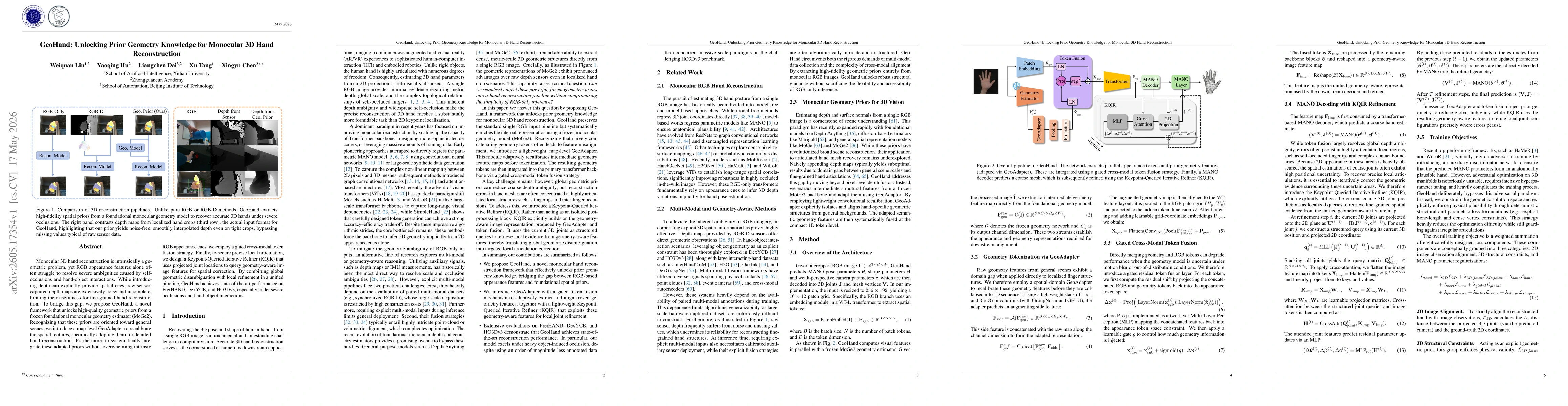 Thumbnail for GeoHand: Unlocking Prior Geometry Knowledge for Monocular 3D Hand Reconstruction
