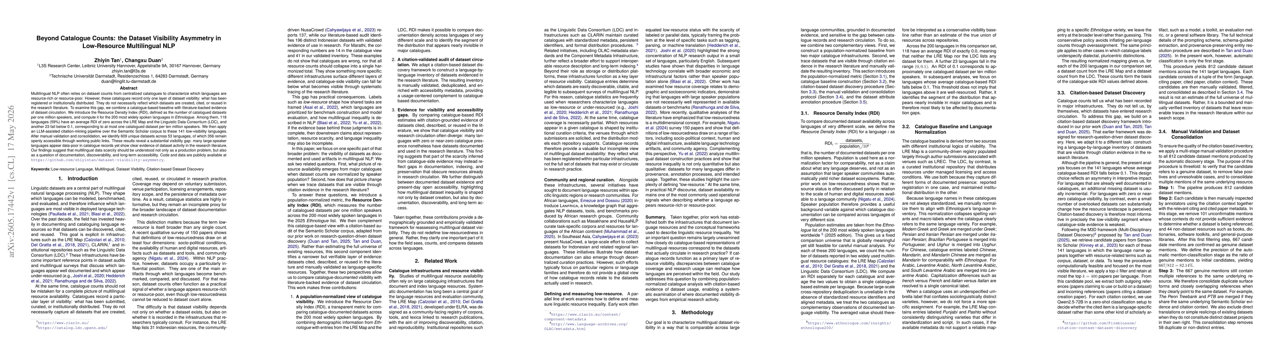 Thumbnail for Beyond Catalogue Counts: the Dataset Visibility Asymmetry in Low-Resource Multilingual NLP