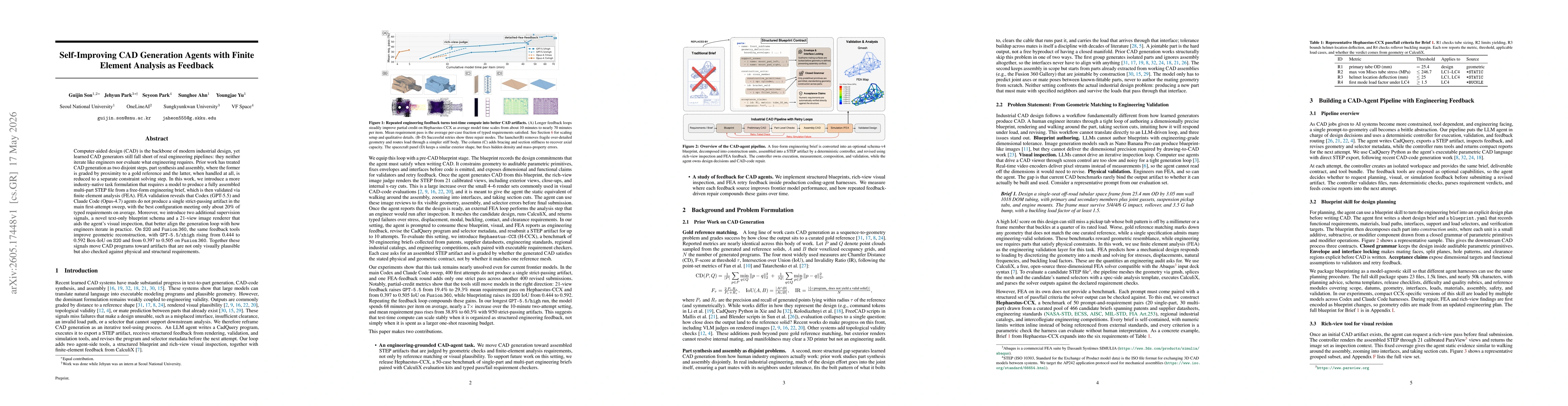 Thumbnail for Self-Improving CAD Generation Agents with Finite Element Analysis as Feedback