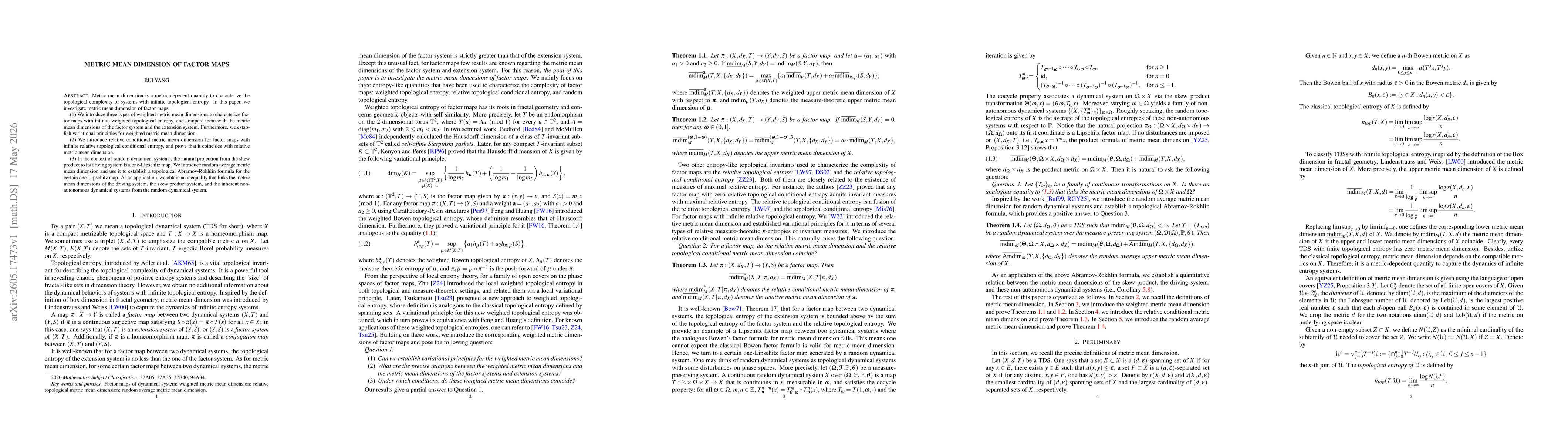 Thumbnail for Metric mean dimension of factor maps