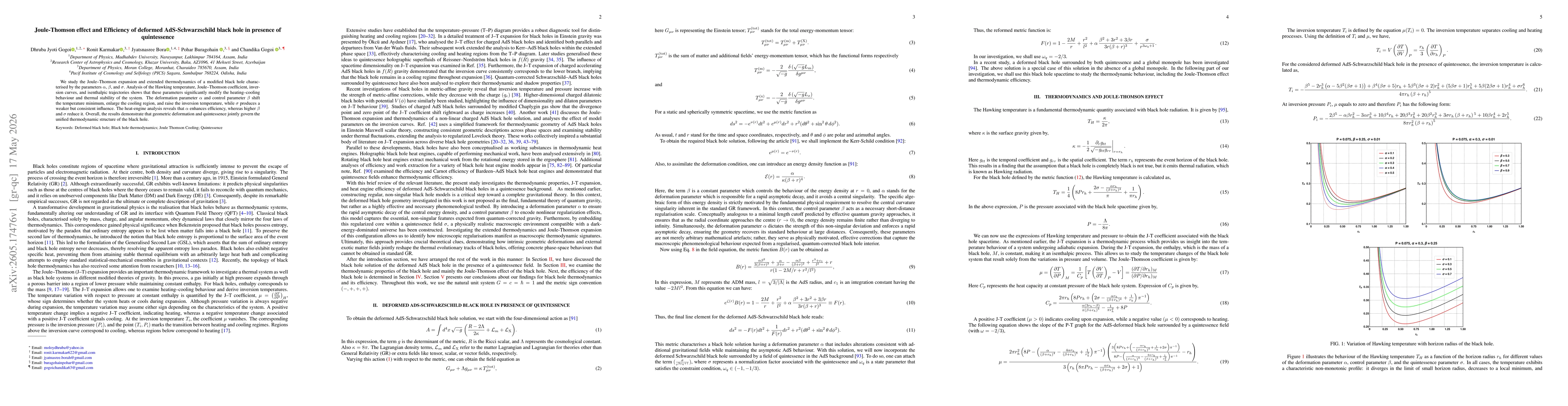 Thumbnail for Joule-Thomson effect and Efficiency of deformed AdS-Schwarzschild black hole in presence of quintessence