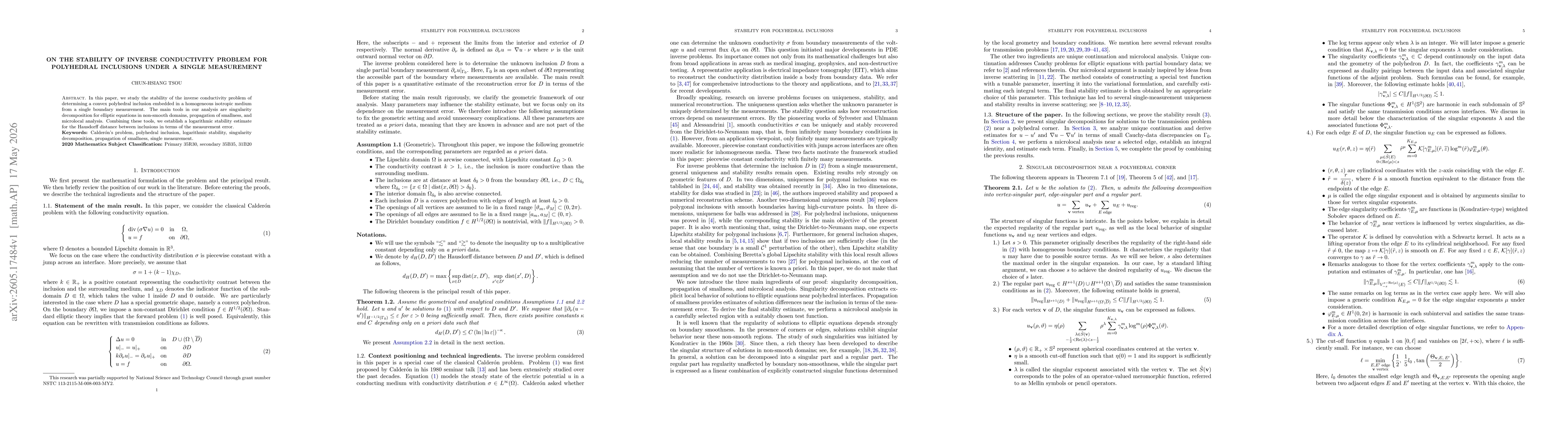 Thumbnail for On the Stability of Inverse Conductivity Problem for Polyhedral Inclusions under a Single Measurement