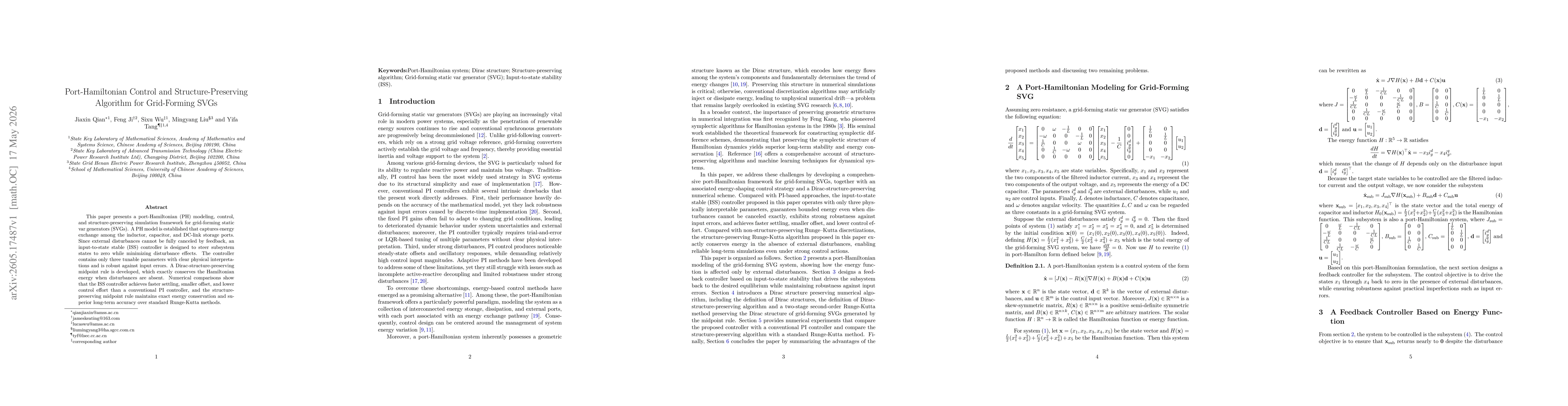 Thumbnail for Port-Hamiltonian Control and Structure-Preserving Algorithm for Grid-Forming SVGs