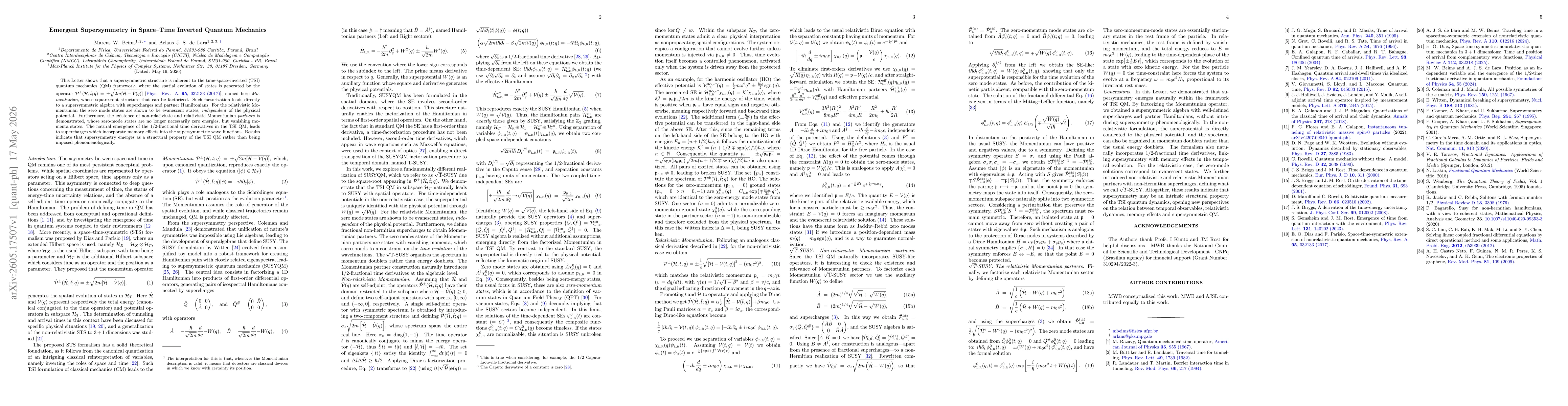 Thumbnail for Emergent supersymmetry in a time-space inverted quantum mechanics