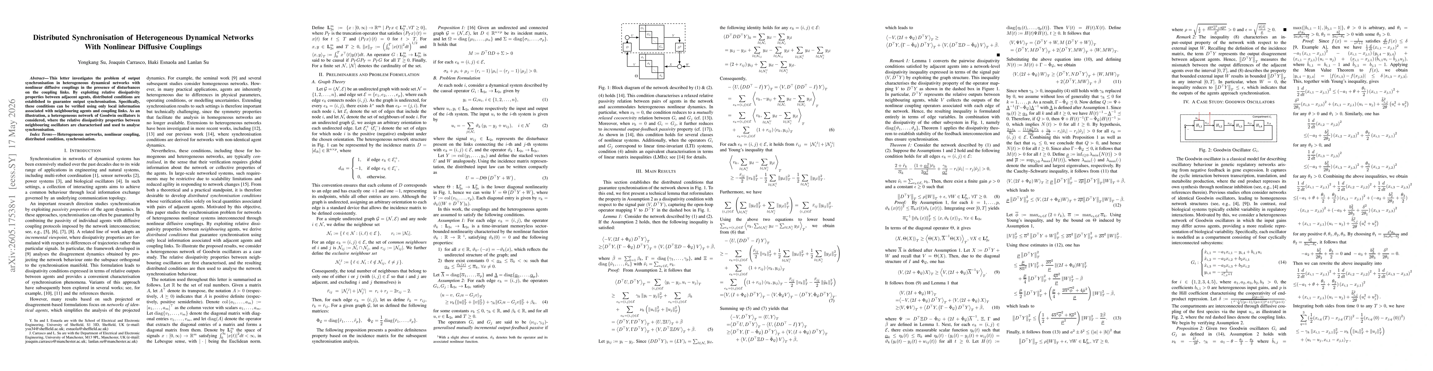 Thumbnail for Distributed Synchronisation of Heterogeneous Dynamical Networks With Nonlinear Diffusive Couplings