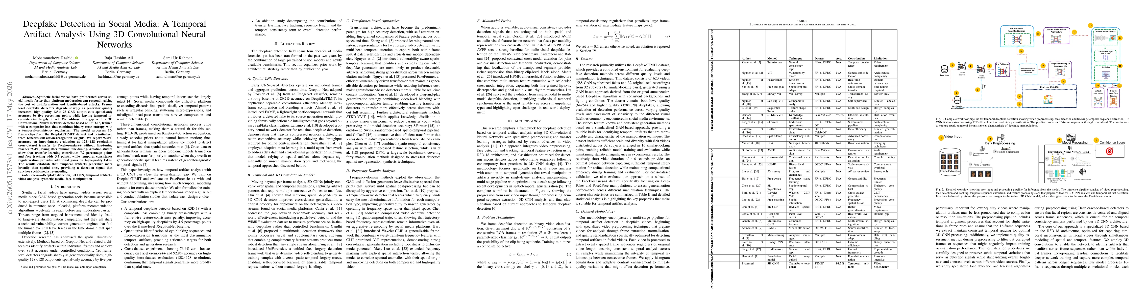 Thumbnail for Deepfake Detection in Social Media: A Temporal Artifact Analysis Using 3D Convolutional Neural Networks