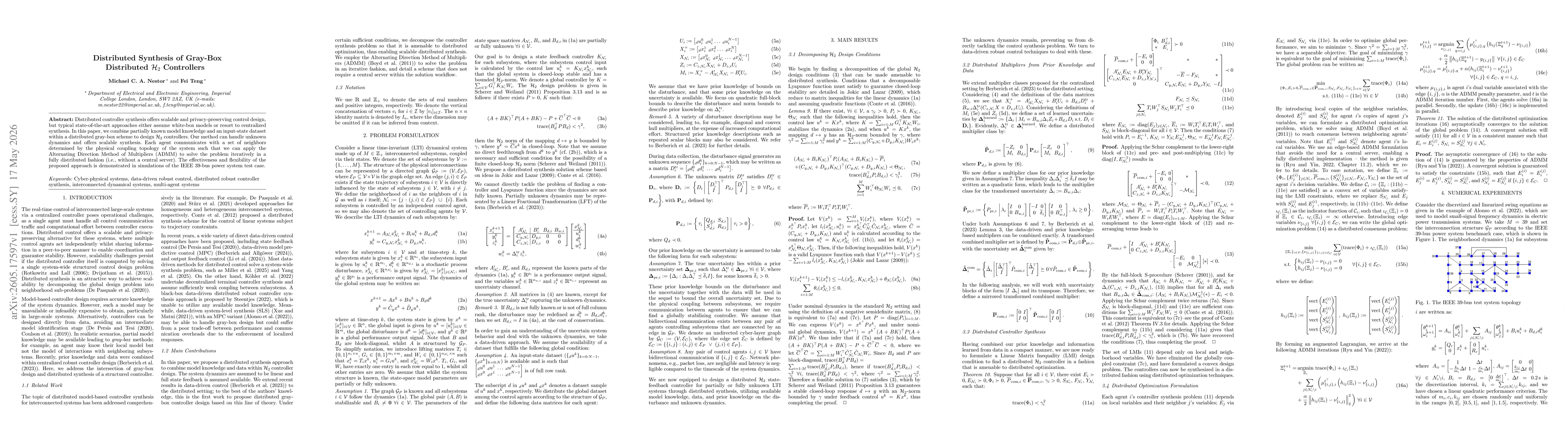 Thumbnail for Distributed Synthesis of Gray-Box Distributed H2 Controllers