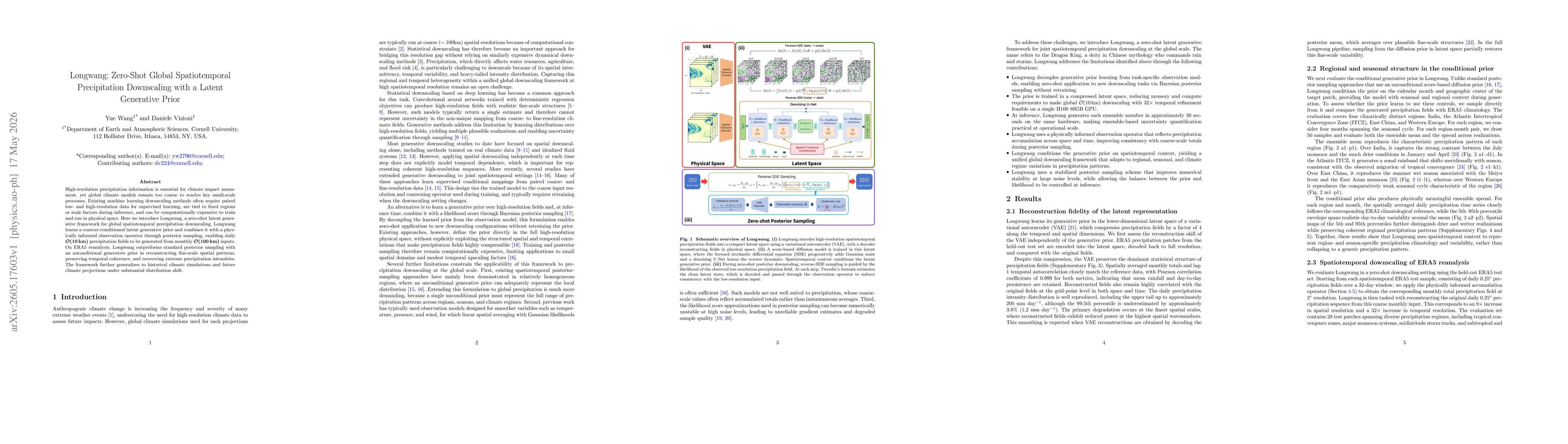 Thumbnail for Longwang: Zero-Shot Global Spatiotemporal Precipitation Downscaling with a Latent Generative Prior