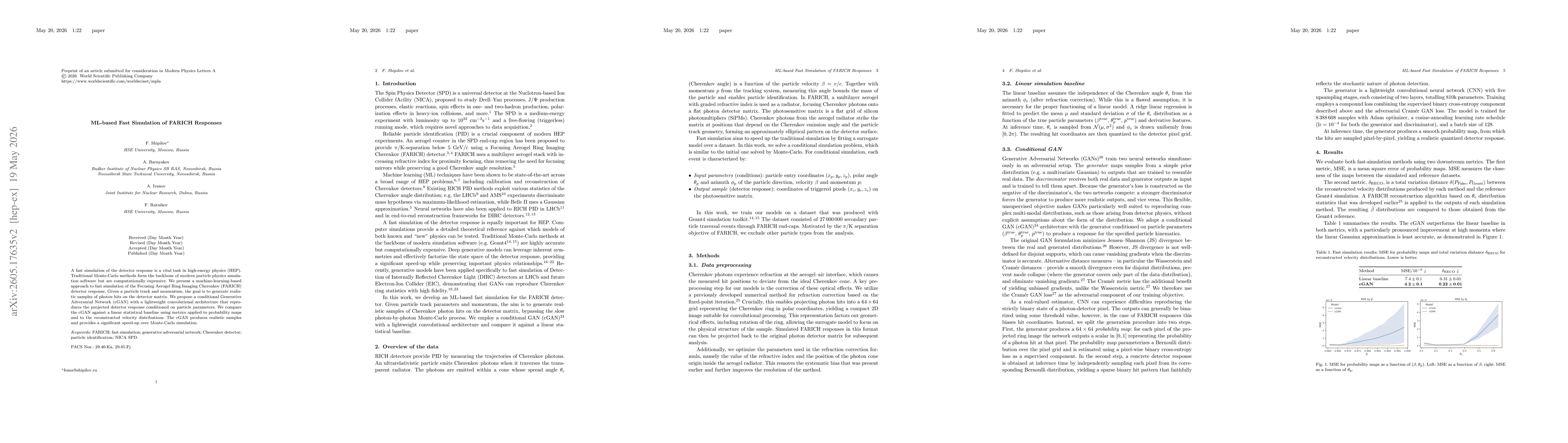 Thumbnail for ML-based Fast Simulation of FARICH Responses