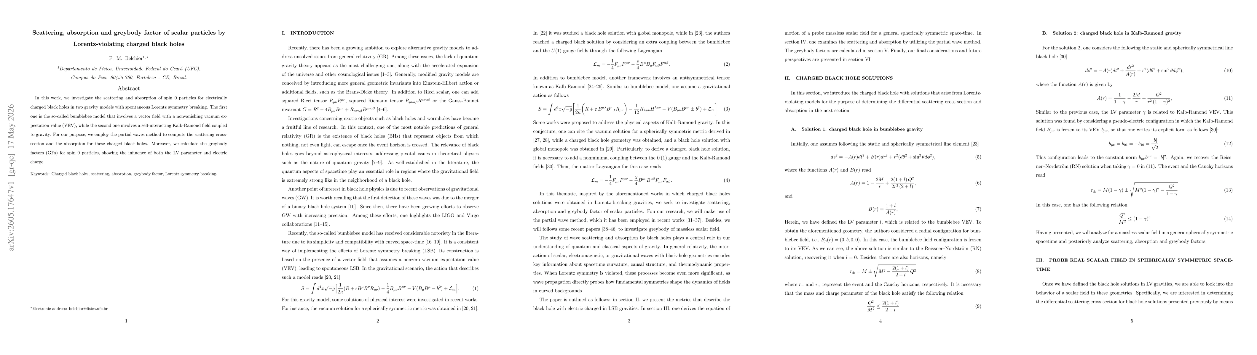 Thumbnail for Scattering, absorption and greybody factor of scalar particles by Lorentz-violating charged black holes