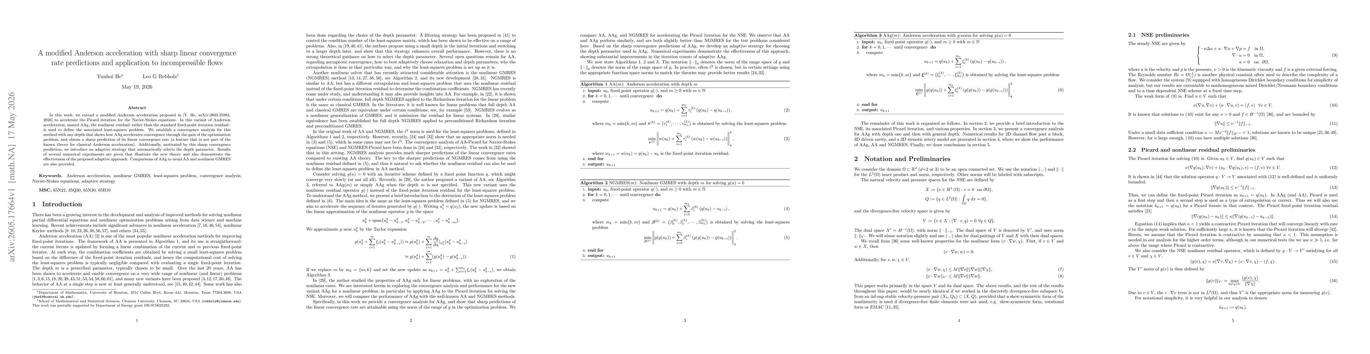 Thumbnail for A modified Anderson acceleration with sharp linear convergence rate predictions and application to incompressible flows