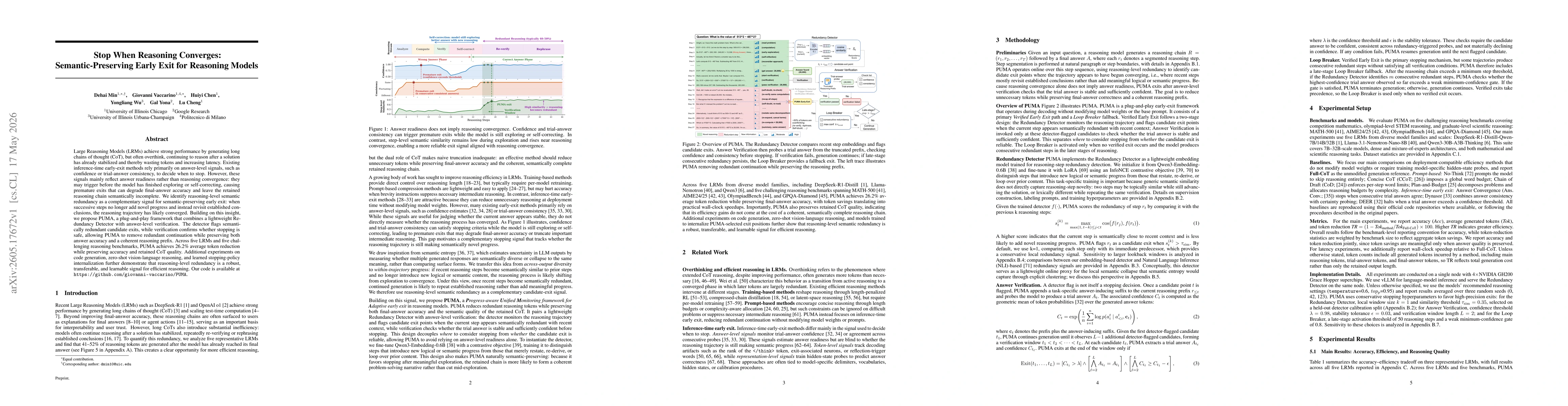 Thumbnail for Stop When Reasoning Converges: Semantic-Preserving Early Exit for Reasoning Models