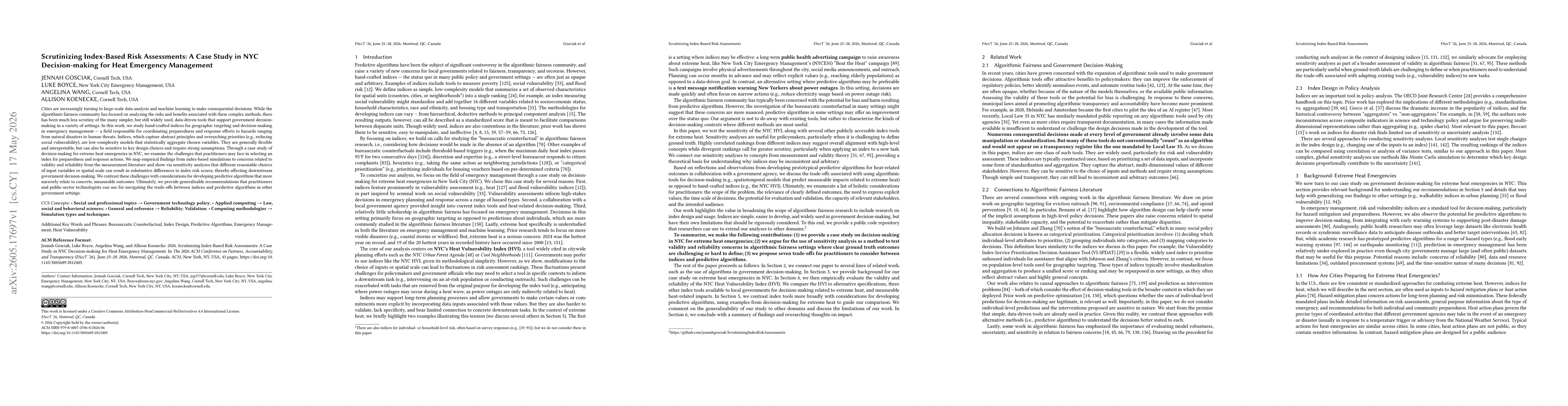 Thumbnail for Scrutinizing Index-Based Risk Assessments: A Case Study in NYC Decision-making for Heat Emergency Management