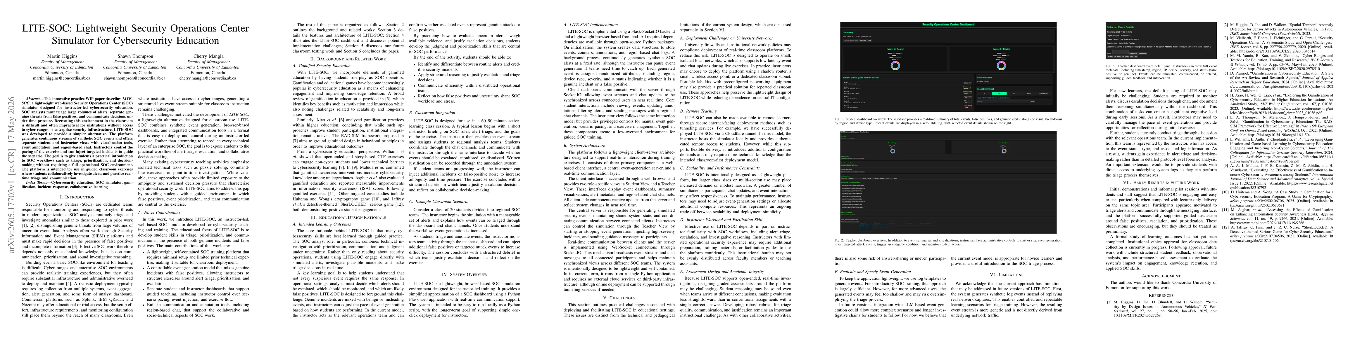 Thumbnail for LITE-SOC: Lightweight Security Operations Center Simulator for Cybersecurity Education