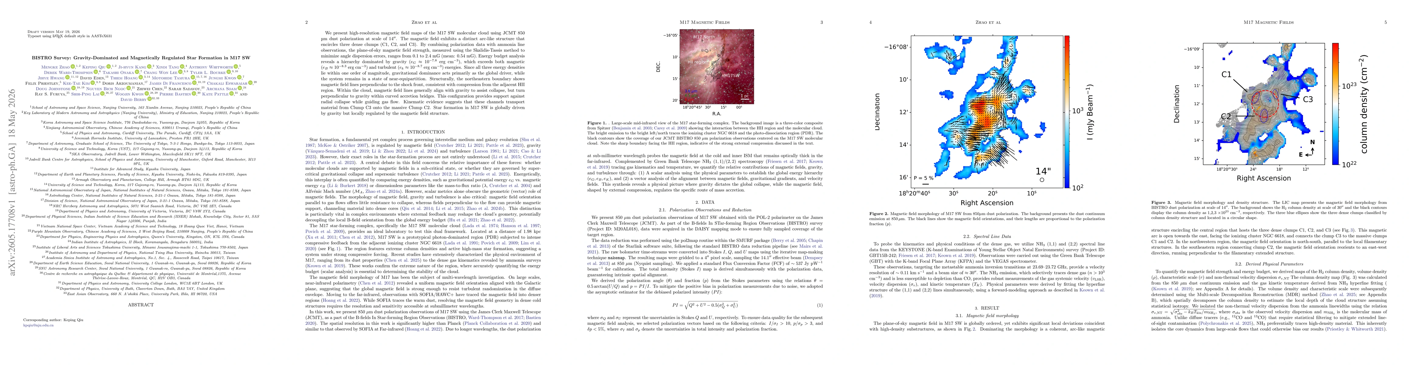 Thumbnail for BISTRO Survey: Gravity-Dominated and Magnetically Regulated Star Formation in M17 SW