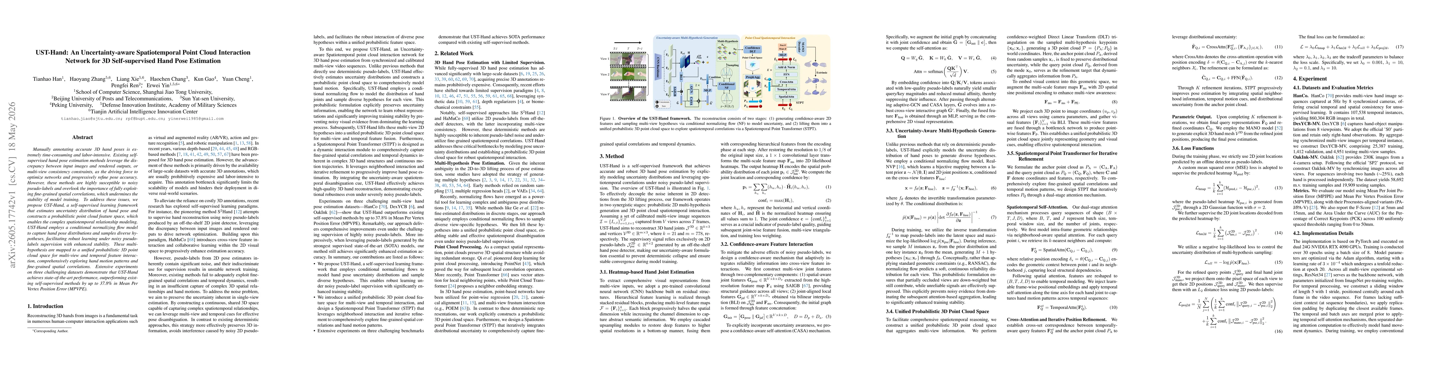 Thumbnail for UST-Hand: An Uncertainty-aware Spatiotemporal Point Cloud Interaction Network for 3D Self-supervised Hand Pose Estimation