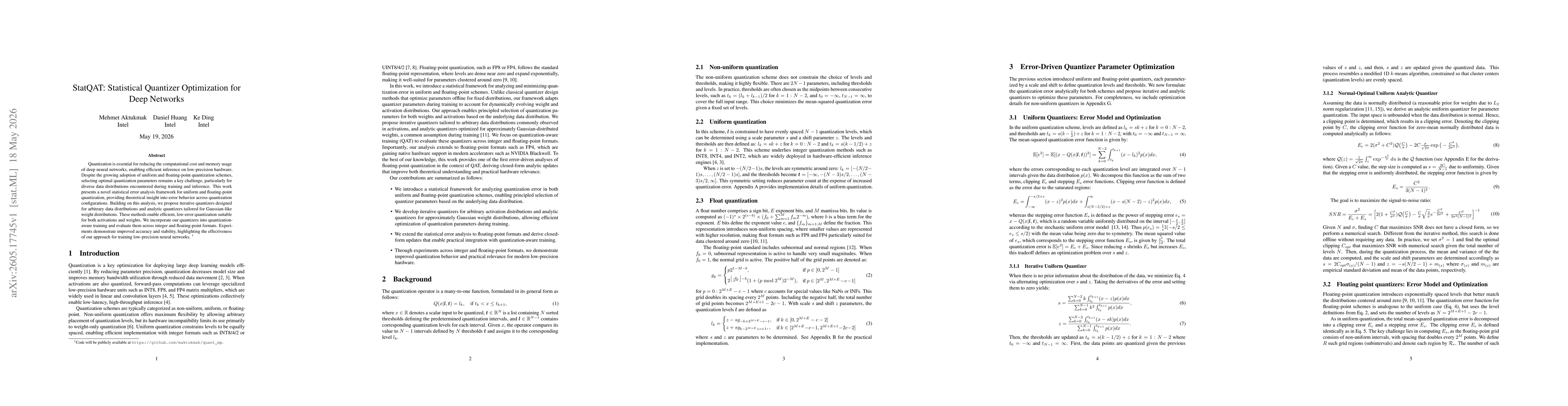 Thumbnail for StatQAT: Statistical Quantizer Optimization for Deep Networks