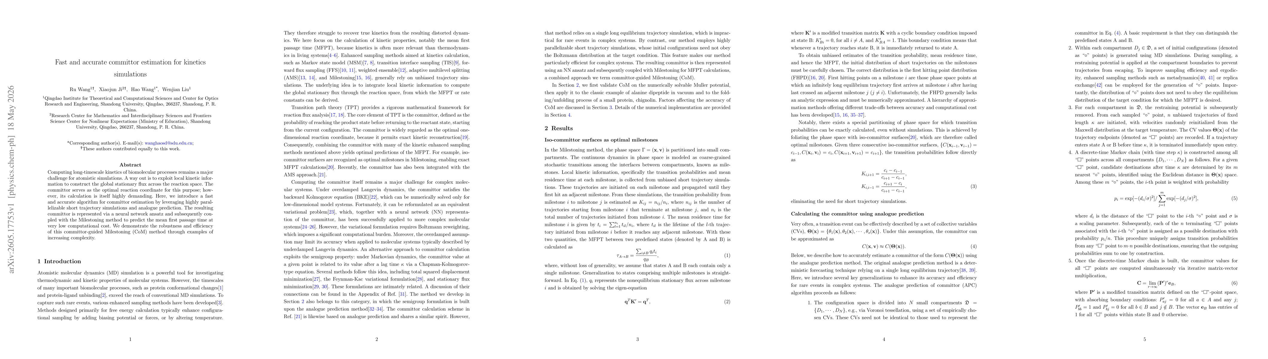 Thumbnail for Fast and accurate committor estimation for kinetics simulations