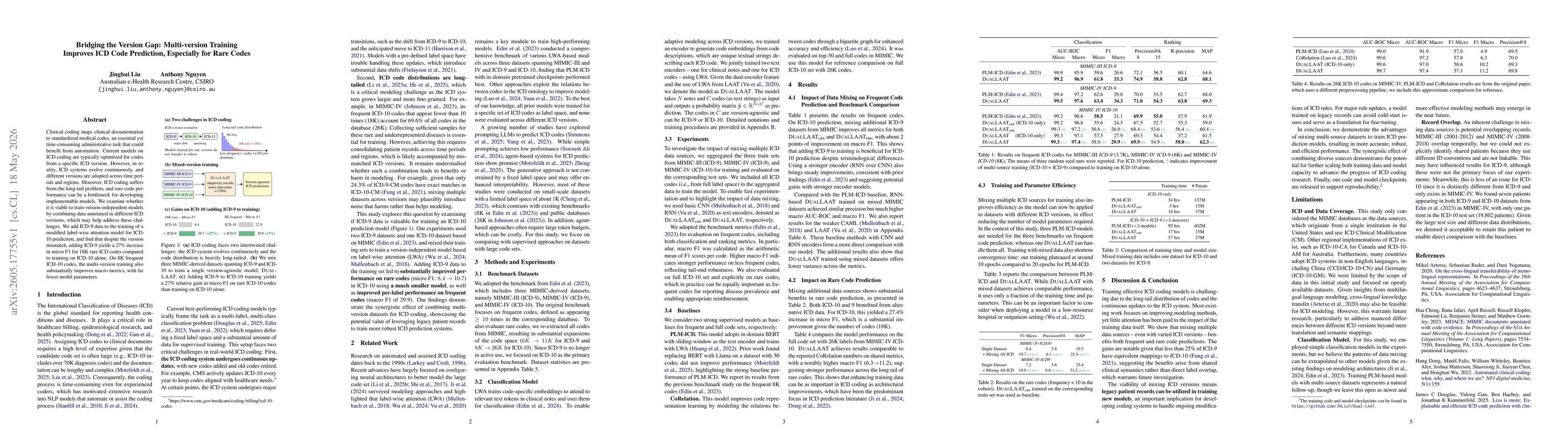 Thumbnail for Bridging the Version Gap: Multi-version Training Improves ICD Code Prediction, Especially for Rare Codes