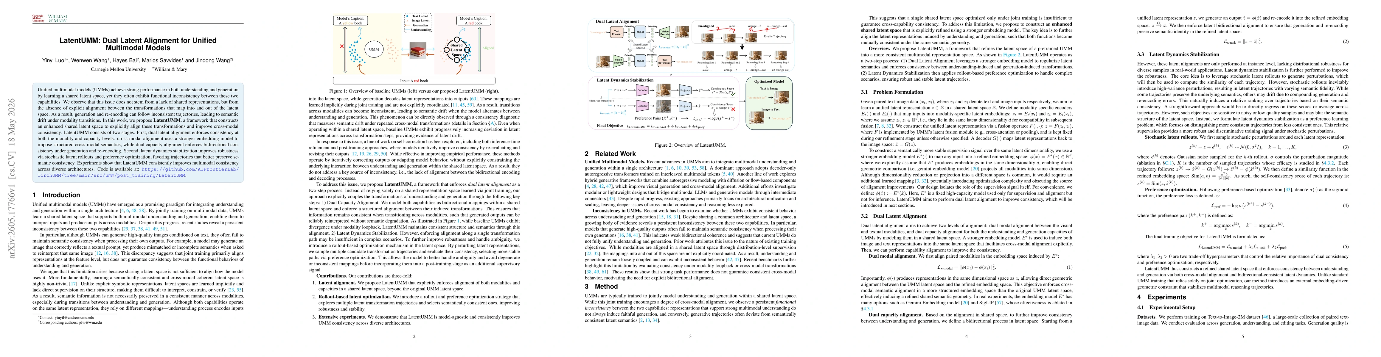 Thumbnail for LatentUMM: Dual Latent Alignment for Unified Multimodal Models