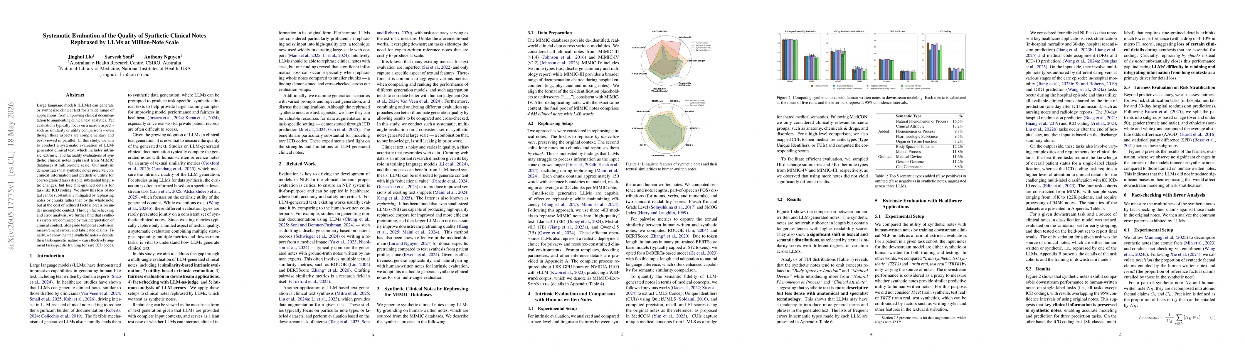 Thumbnail for Systematic Evaluation of the Quality of Synthetic Clinical Notes Rephrased by LLMs at Million-Note Scale