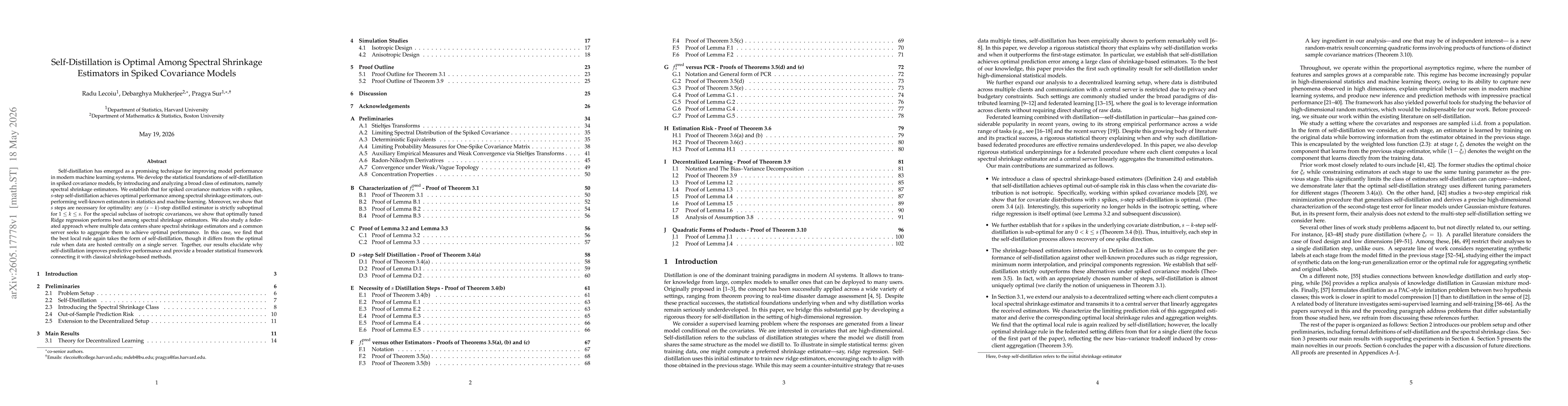 Thumbnail for Self-Distillation is Optimal Among Spectral Shrinkage Estimators in Spiked Covariance Models