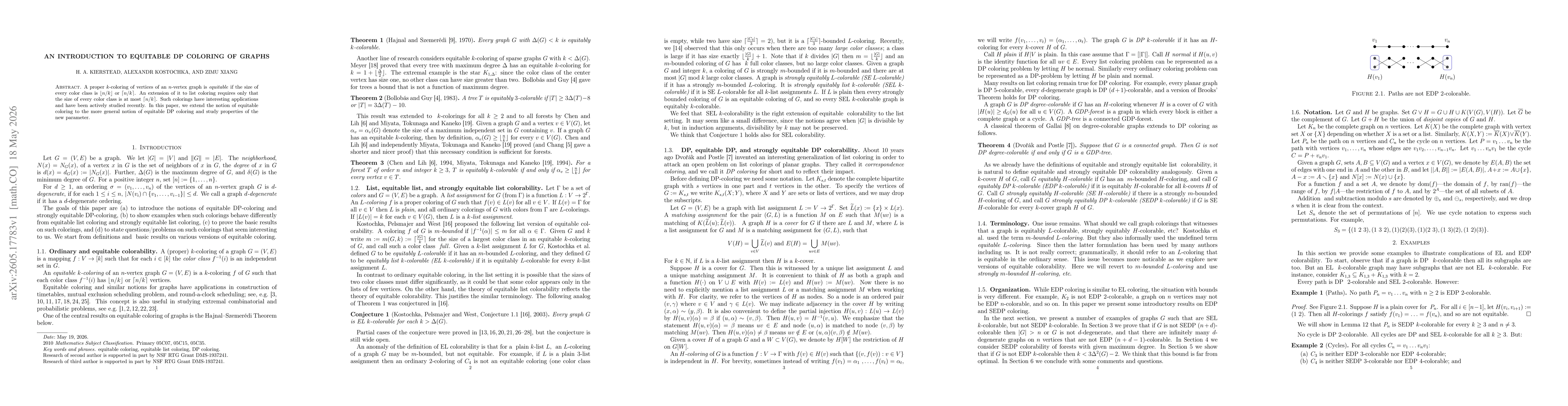 Thumbnail for An introduction to equitable DP coloring of graphs