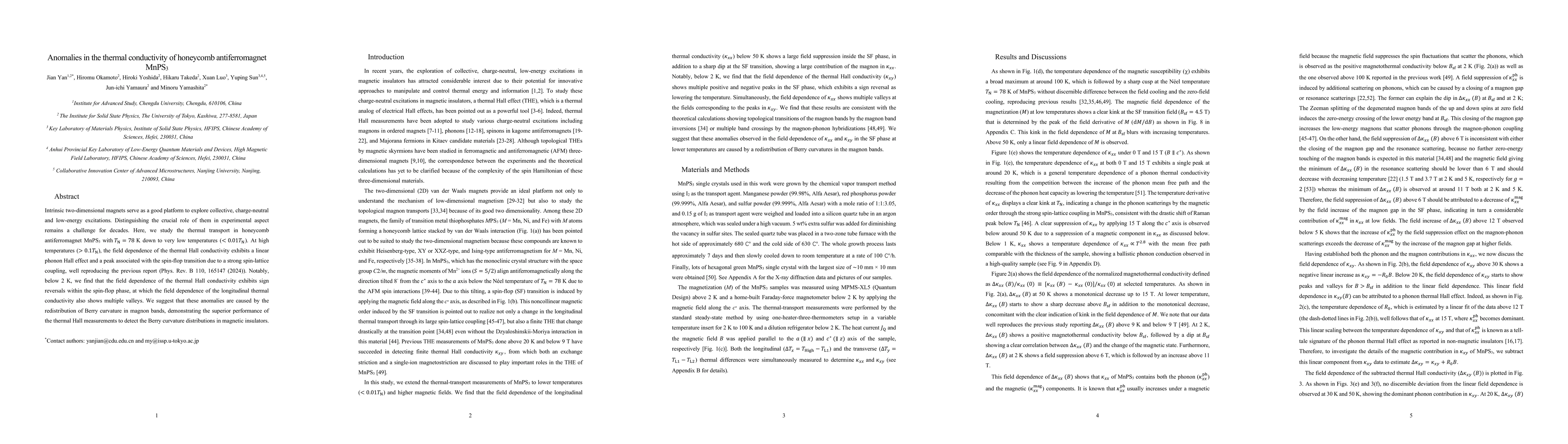 Thumbnail for Anomalies in the thermal conductivity of honeycomb antiferromagnet MnPS$_{3}$
