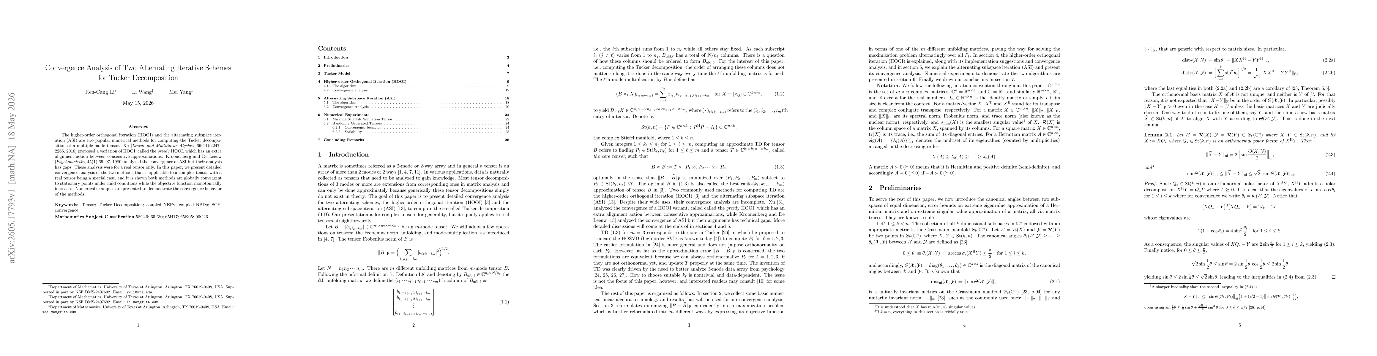 Thumbnail for Convergence Analysis of Two Alternating Iterative Schemes for Tucker Decomposition