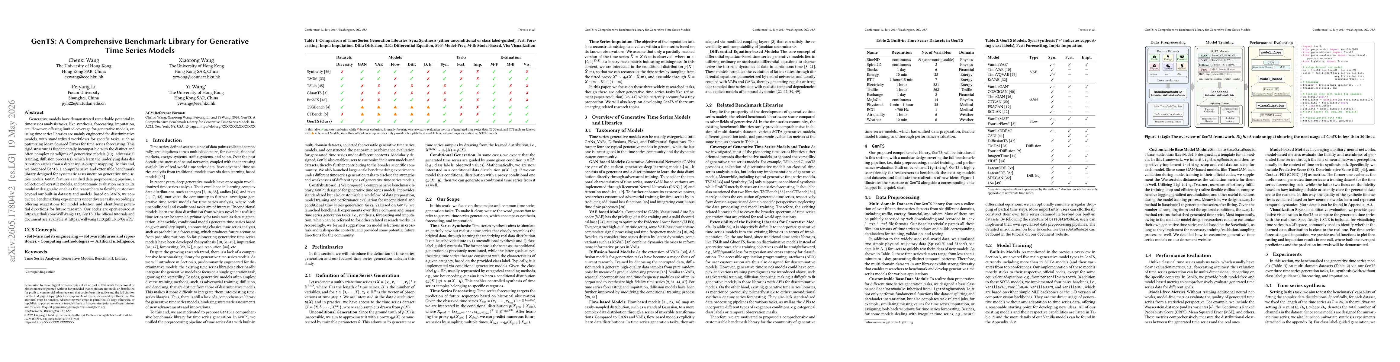 Thumbnail for GenTS: A Comprehensive Benchmark Library for Generative Time Series Models