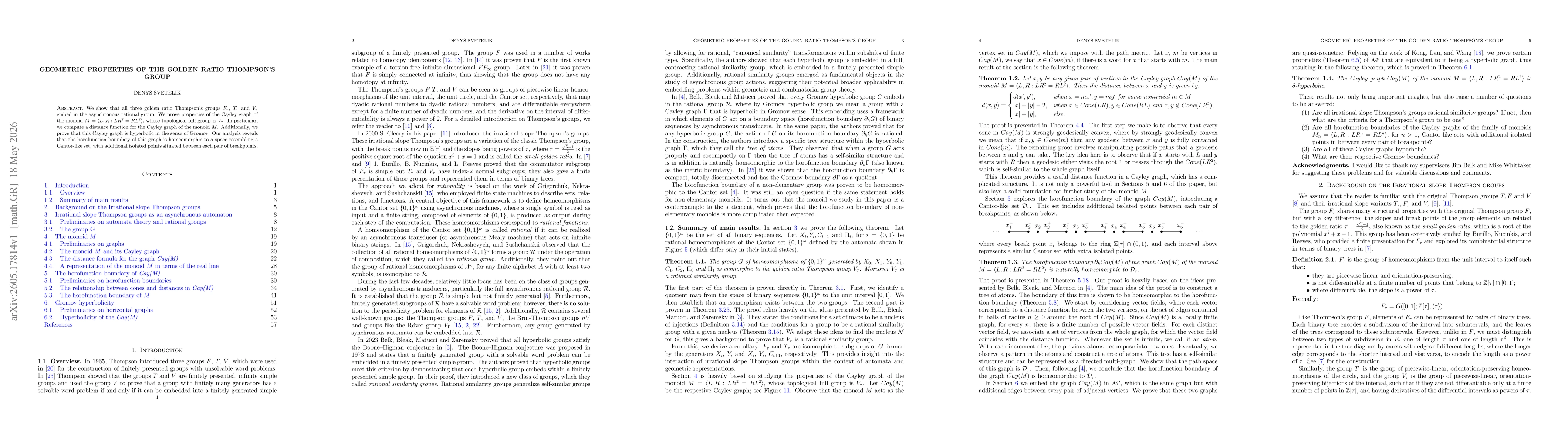 Thumbnail for Geometric properties of the golden ration Thompson's group