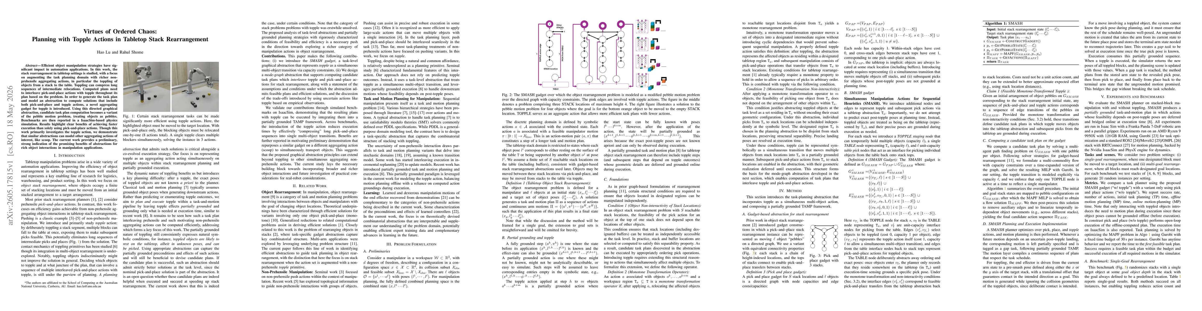 Thumbnail for Virtues of Ordered Chaos: Planning with Topple Actions in Tabletop Stack Rearrangement