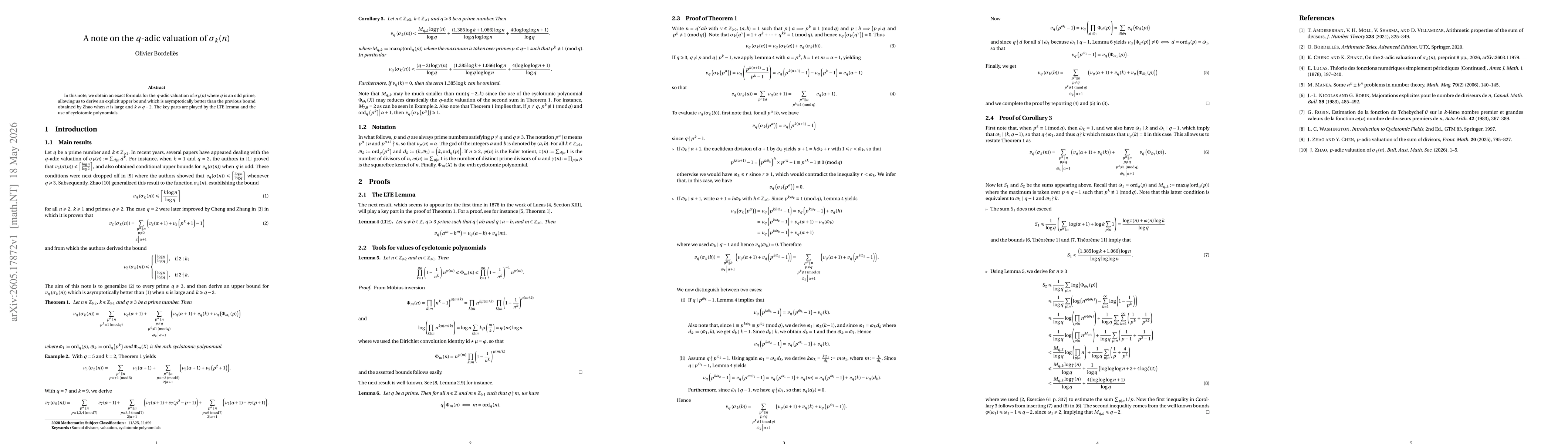 Thumbnail for A note on the $q$-adic valuation of $σ_k(n)$