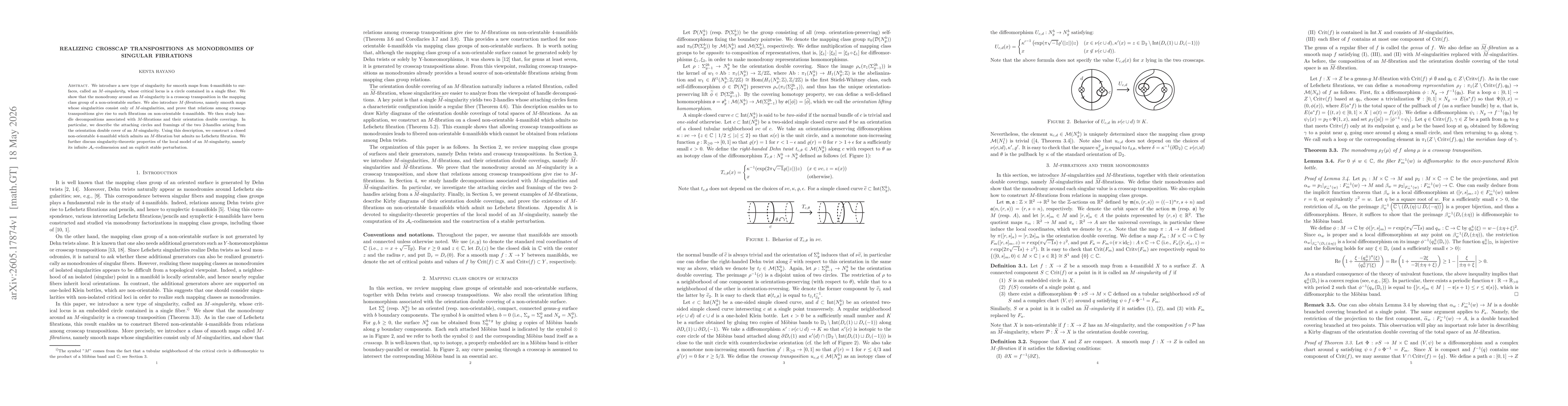 Thumbnail for Realizing crosscap transpositions as monodromies of singular fibrations