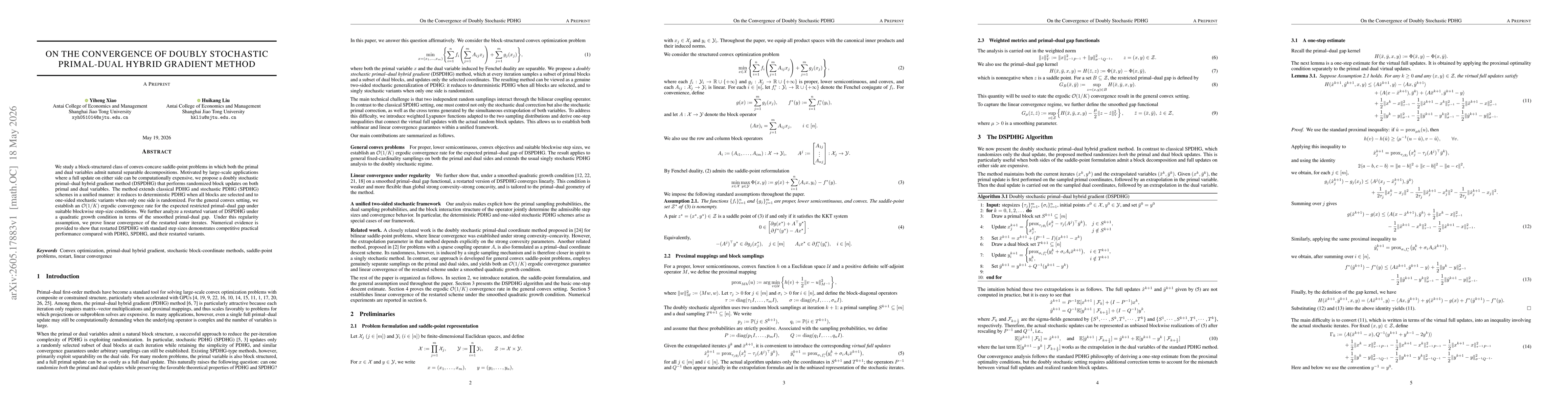 Thumbnail for On the convergence of doubly stochastic Primal-Dual Hybrid Gradient Method