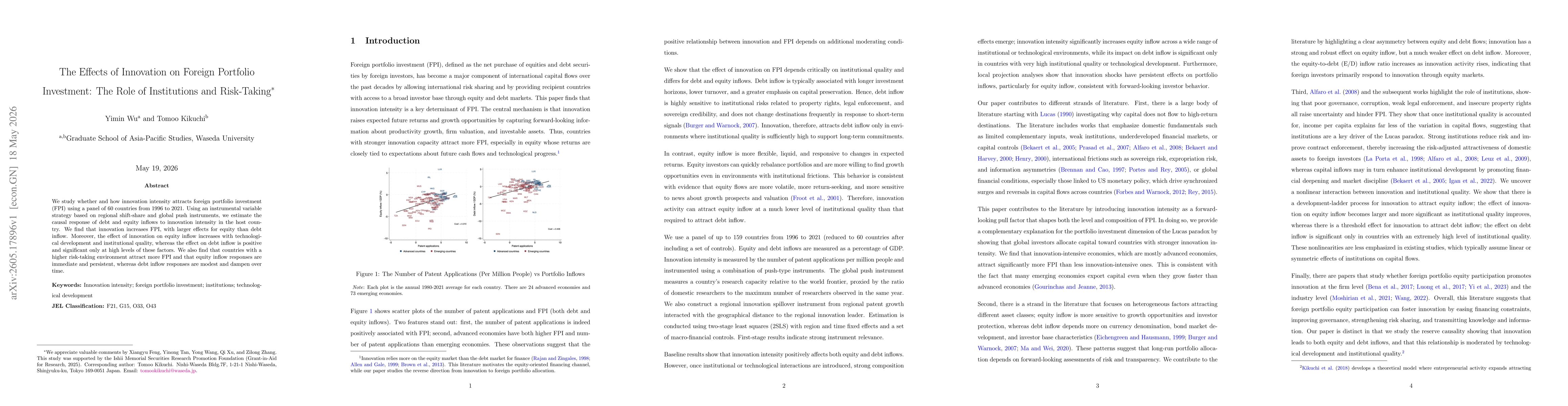 Thumbnail for The Effects of Innovation on Foreign Portfolio Investment: The Role of Institutions and Risk-Taking