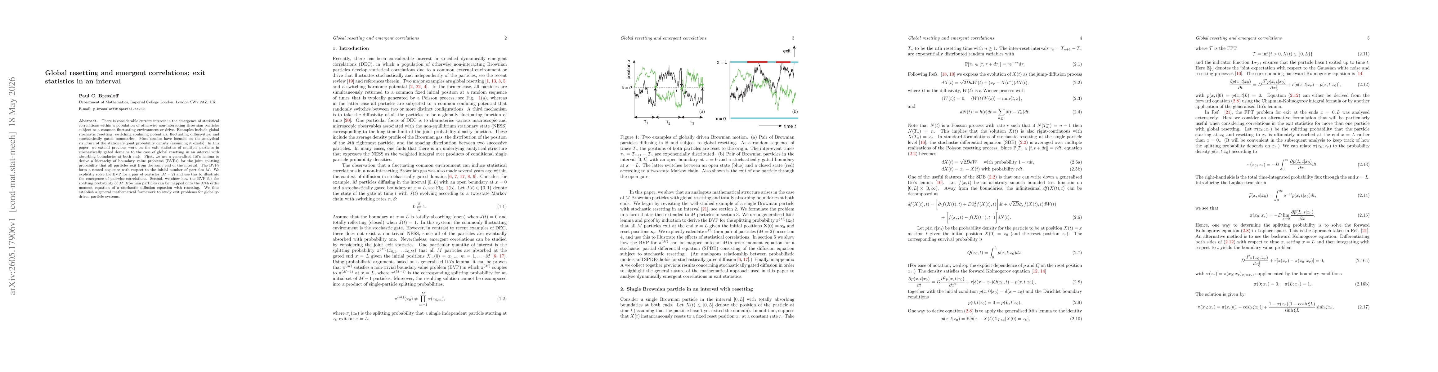Thumbnail for Global resetting and emergent correlations: exit statistics in an interval