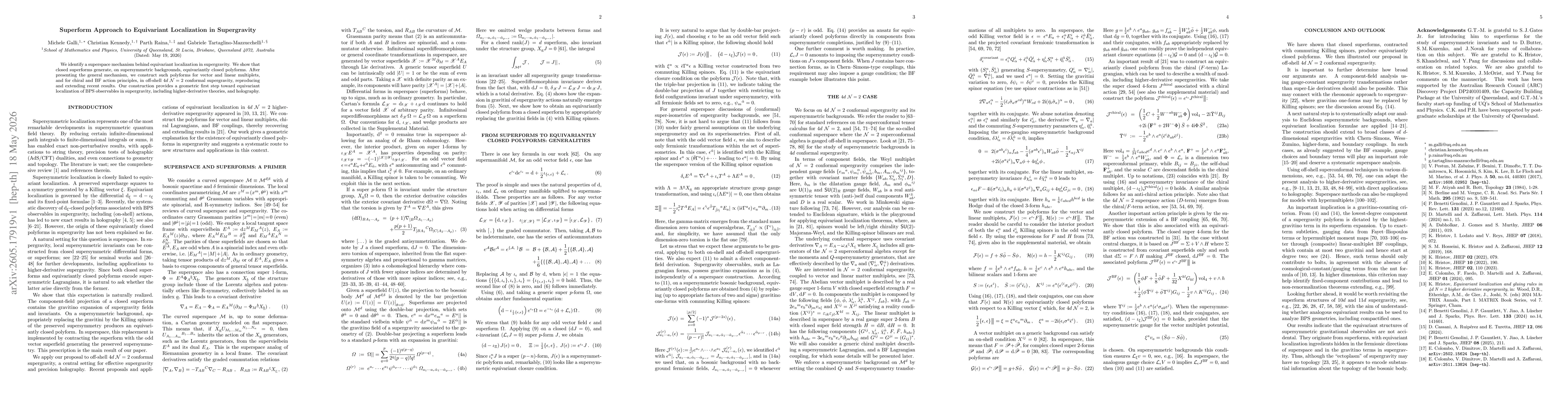 Thumbnail for Superform Approach to Equivariant Localization in Supergravity